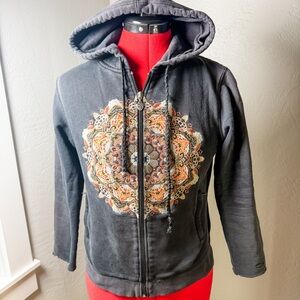 Weather Vane Y2K Black Zip Up Embroidered Graphic Size S